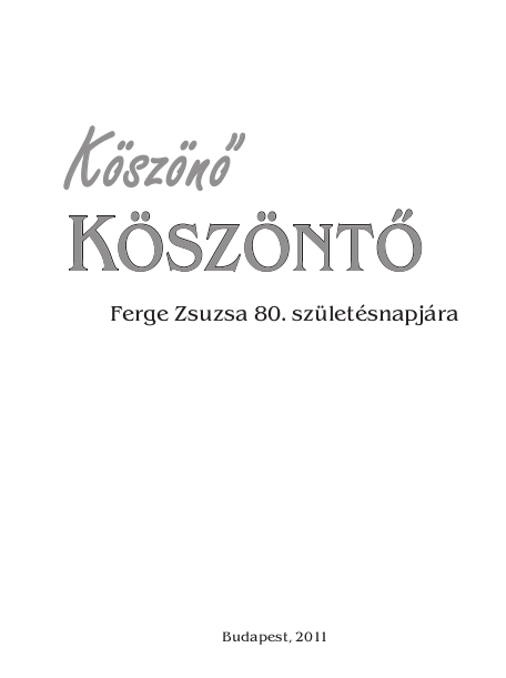 Köszönő - Köszöntő album Ferge Zsuzsa 80. születésnapjára