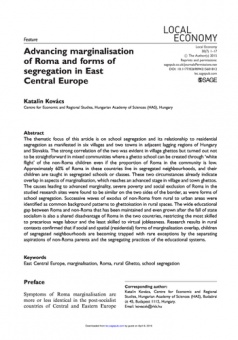 Kovács Katalin: Advancing marginalisation of Roma and forms of segregation in East Central Europe